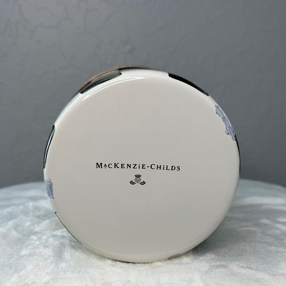 MacKenzie-Childs Black and White Checkered Canister with Colorful Knob - Picture 7 of 12